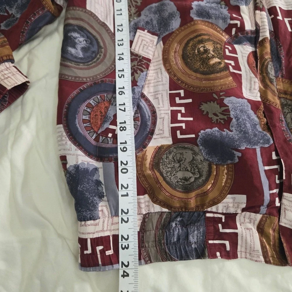 FU DA International Silk Bomber Jacket Small Burgundy Medallion Vintage - Picture 4 of 8
